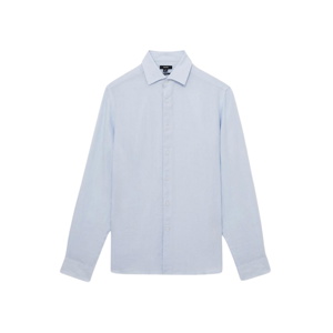 REISS Ruban Linen Cutaway-Collar Regular-Fit Shirt in Pale Blue